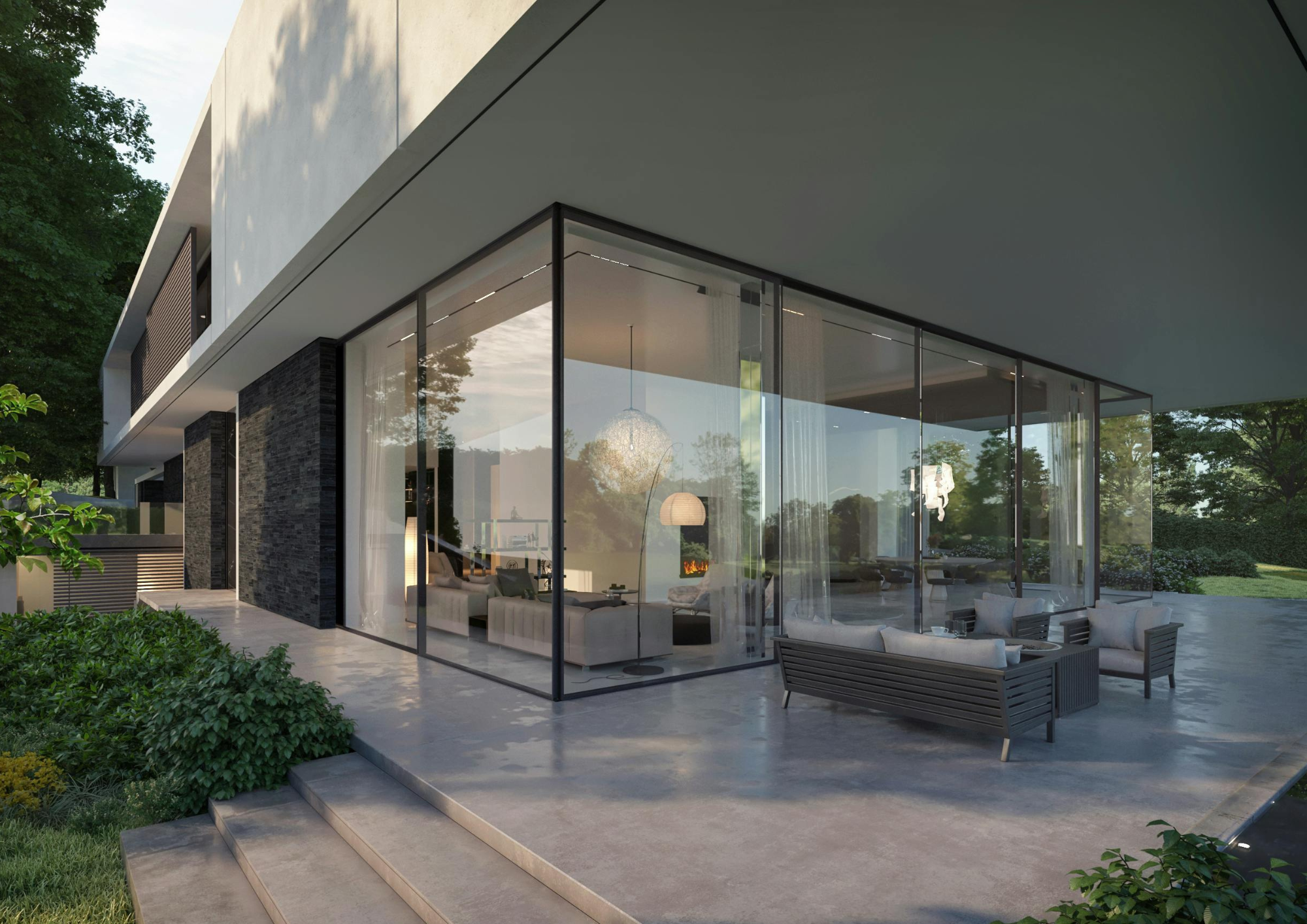 Modern luxury home representing credit achievement and financial future