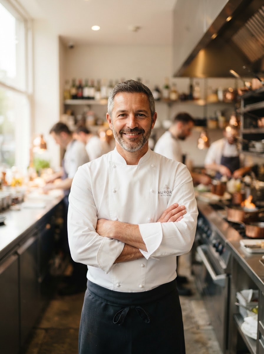 Chef Dave Cooks in a restaurant kitchen