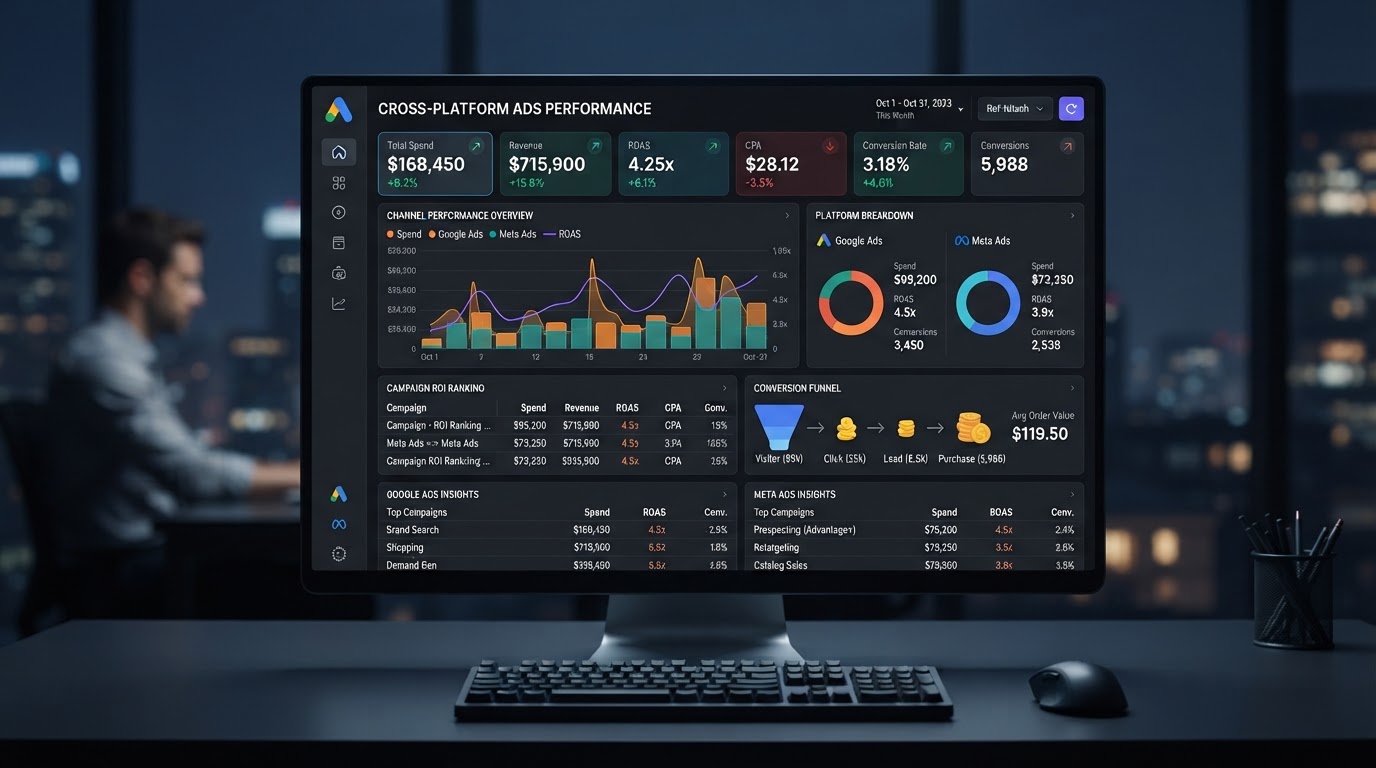Valenze Digital Paid Media ROI and Campaign Dashboard