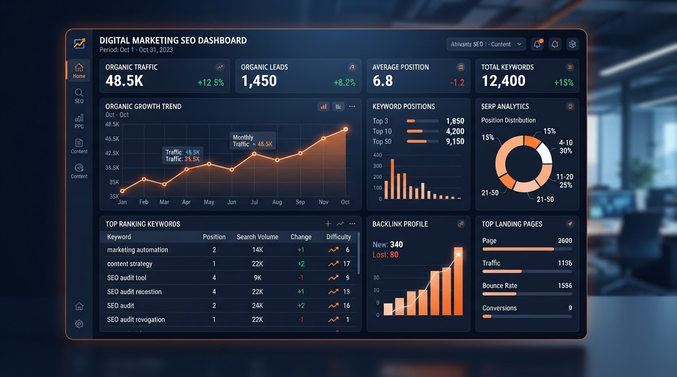 Valenze Digital SEO Analytics and Rankings Dashboard