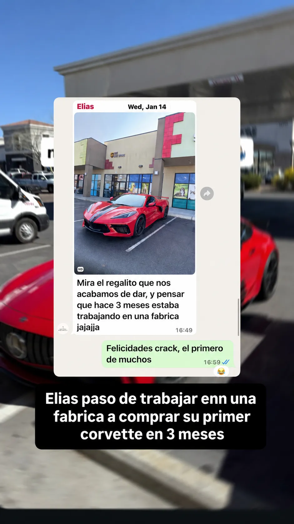 Elias pasó de trabajar en una fábrica a comprar su primer Corvette