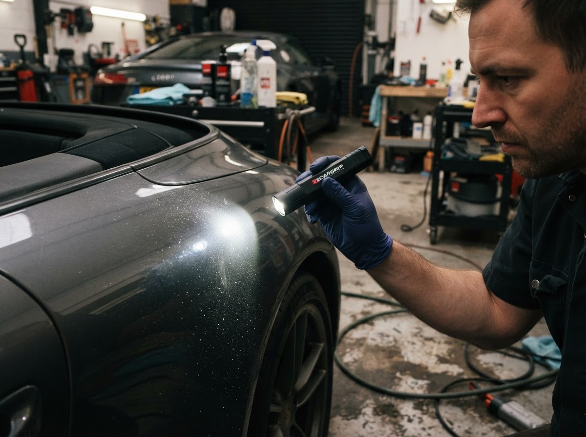 Inspectie van de complete auto tijdens complete car detailing in Zeewolde