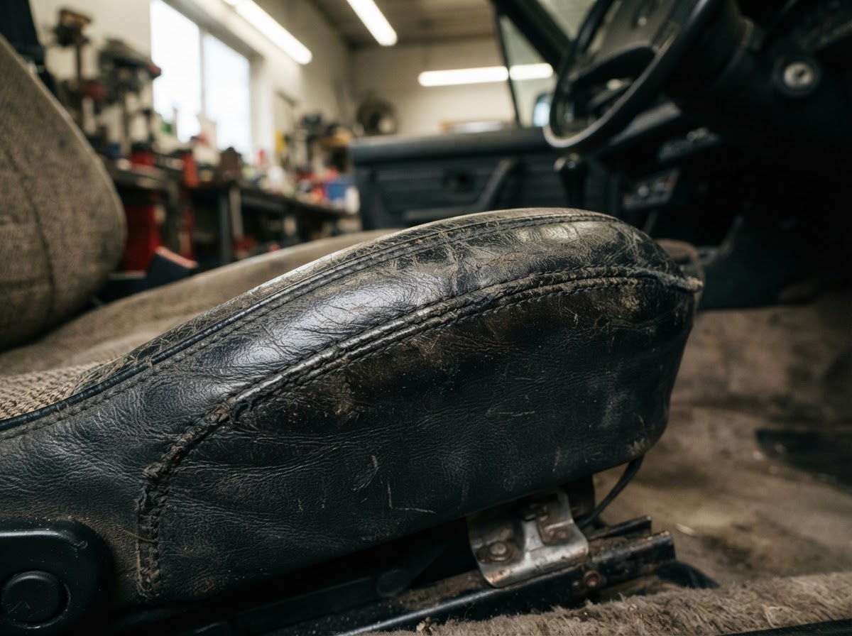 Beoordeling van vervuiling en gebruikssporen op een leren autostoel in Zeewolde