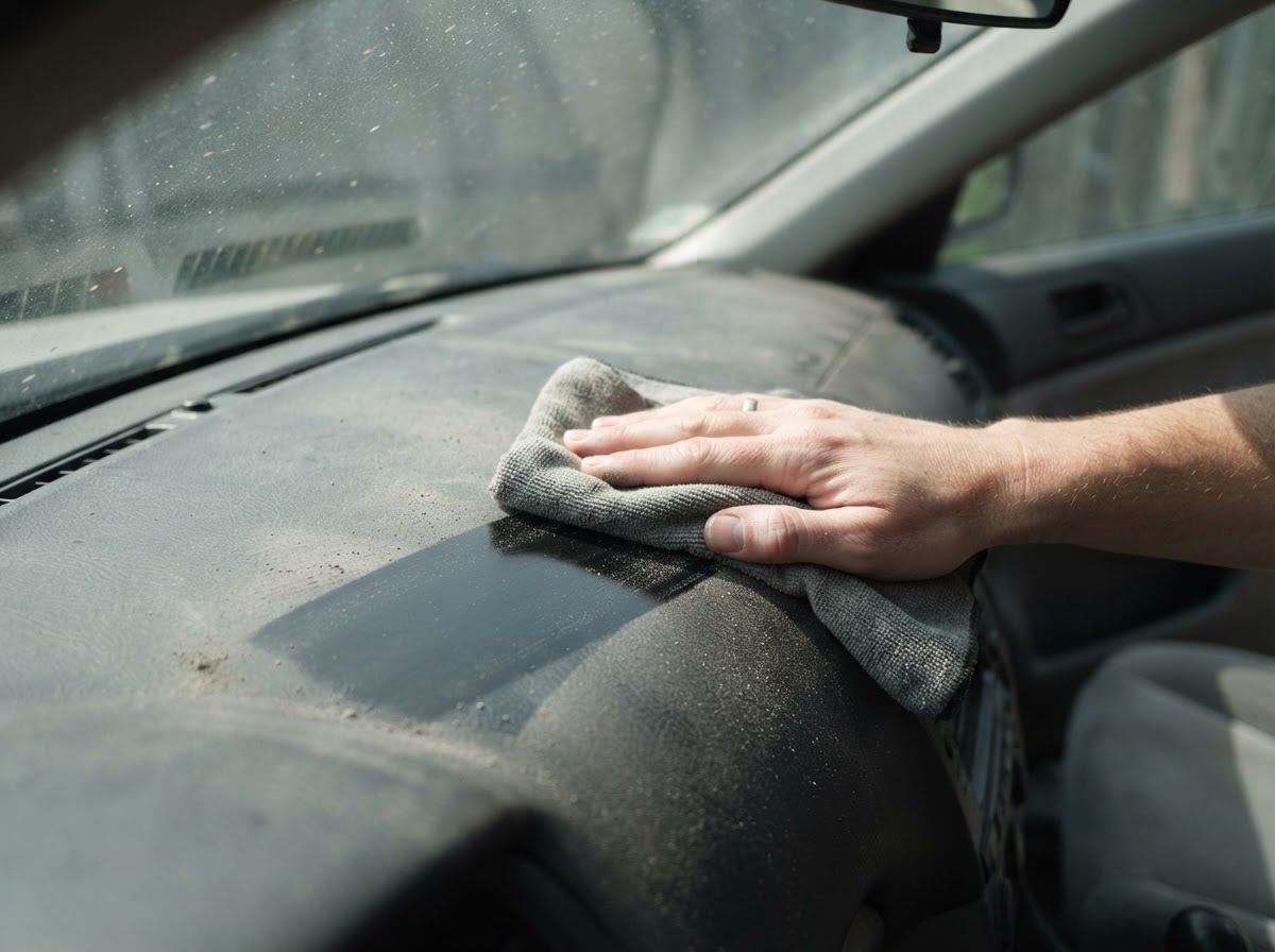 Dashboard tijdens de interieurbehandeling van een complete detailing in Zeewolde