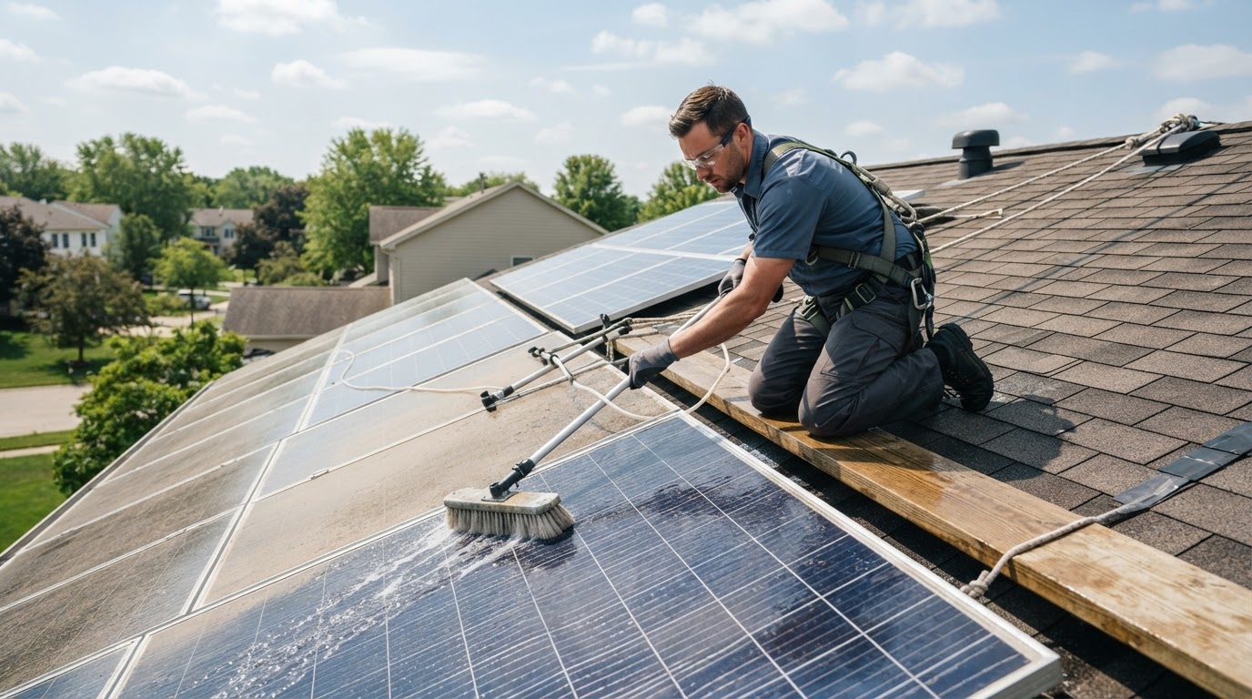 Zonnepanelen reinigen — professionele reiniging door LD Multiclean Service
