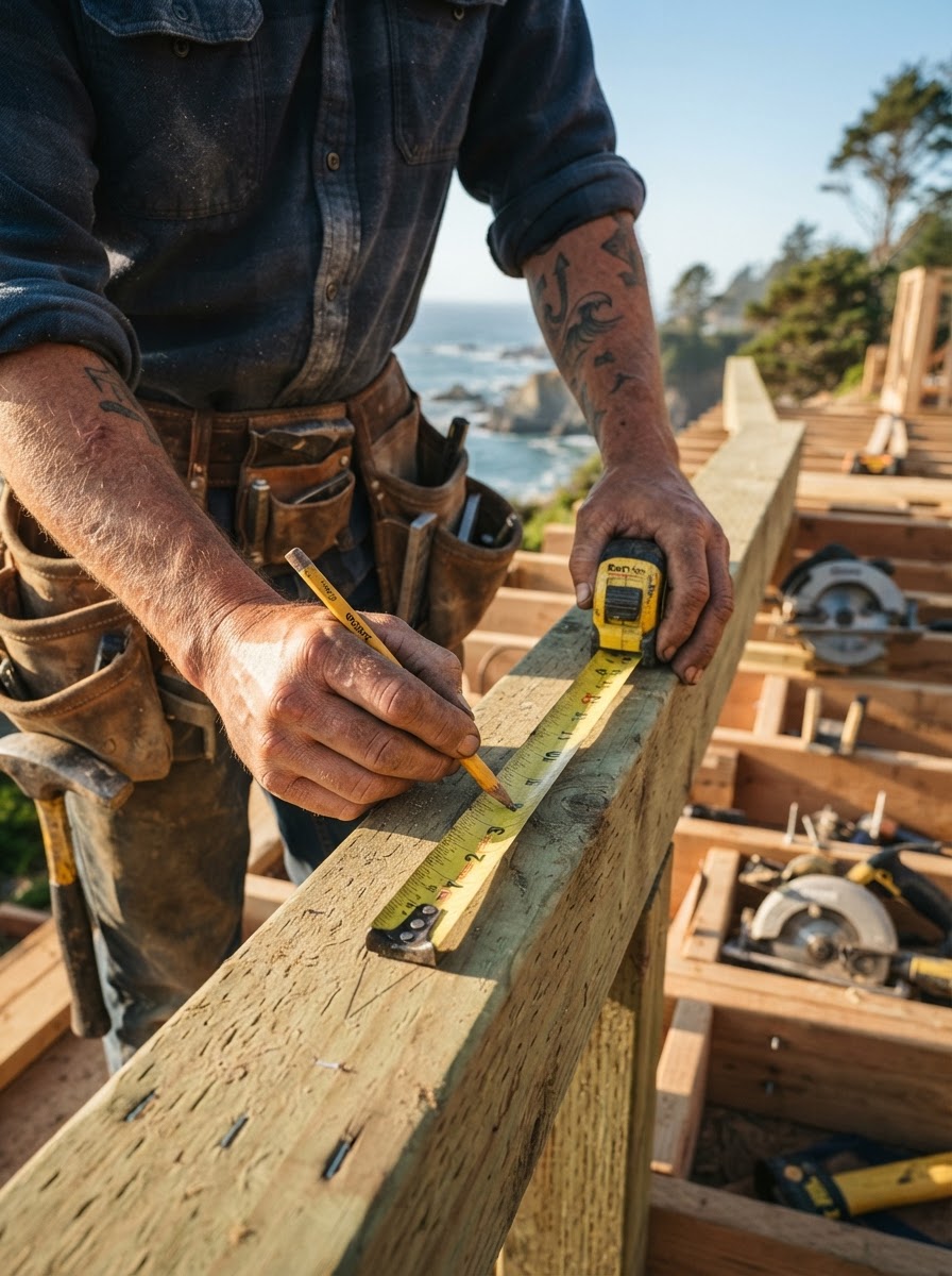 Deck inspection: measuring and checking pressure-treated framing for rot