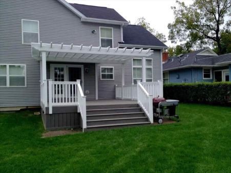 Custom White Pergola & Multi-Tier Backyard Deck by Protech Decks in Daphne / Spanish Fort