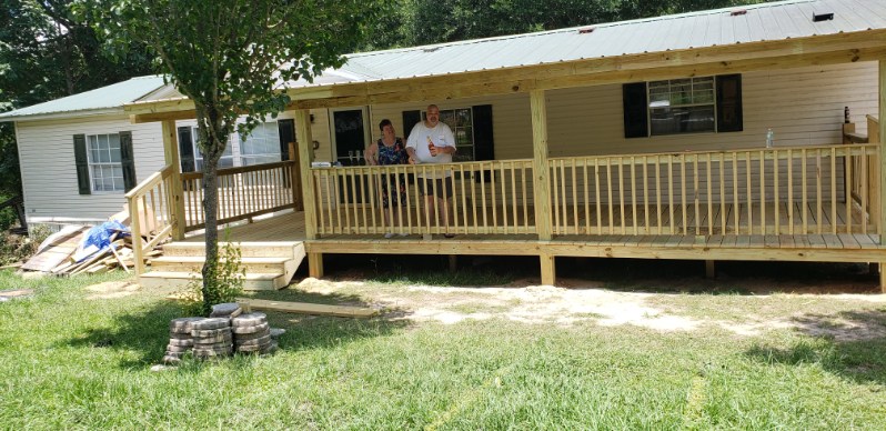 Full-Length Covered Front Porch & Deck by Protech Decks in South Mobile County