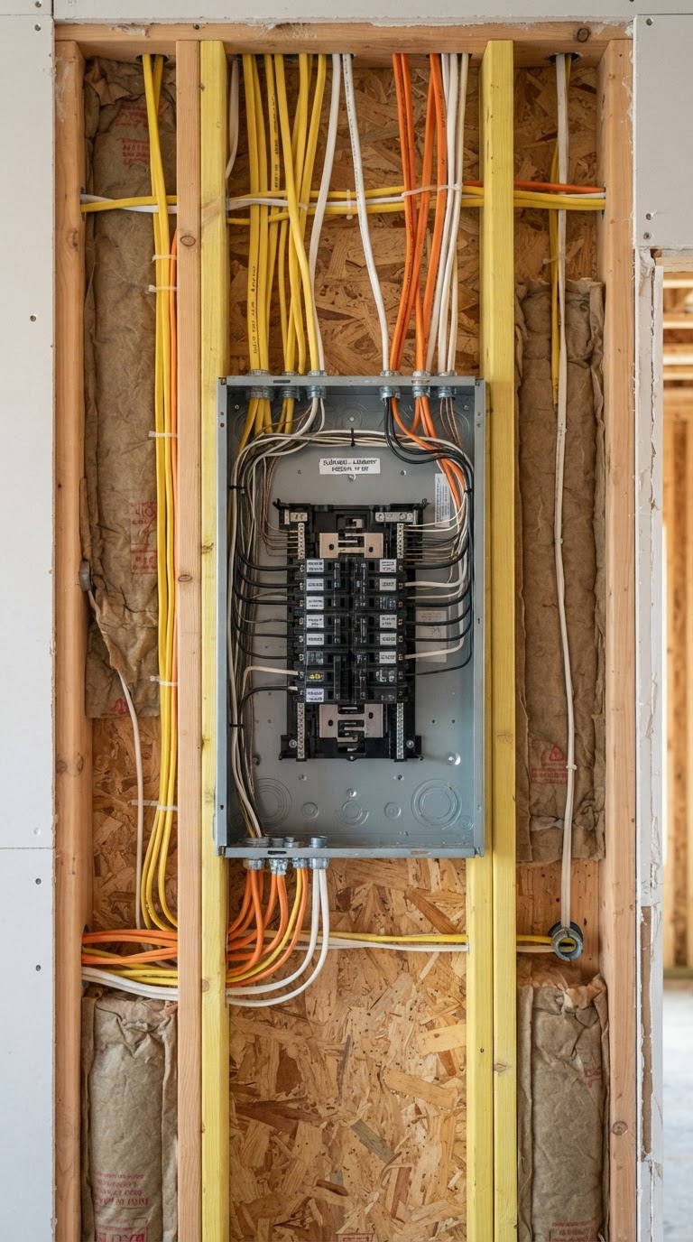 Axton Group LLC electrician wiring a panel in Spartanburg, SC