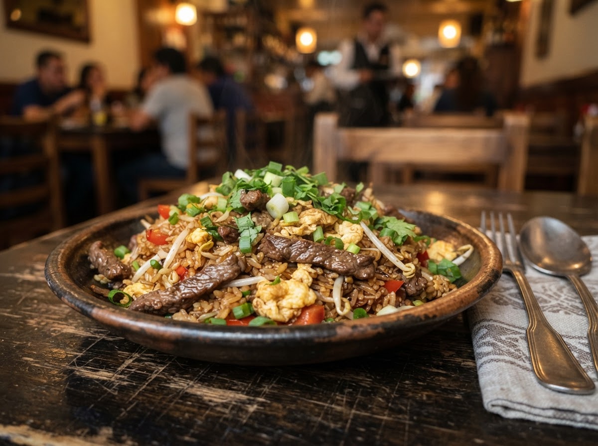 Arroz chaufa de ternera o cerdo
