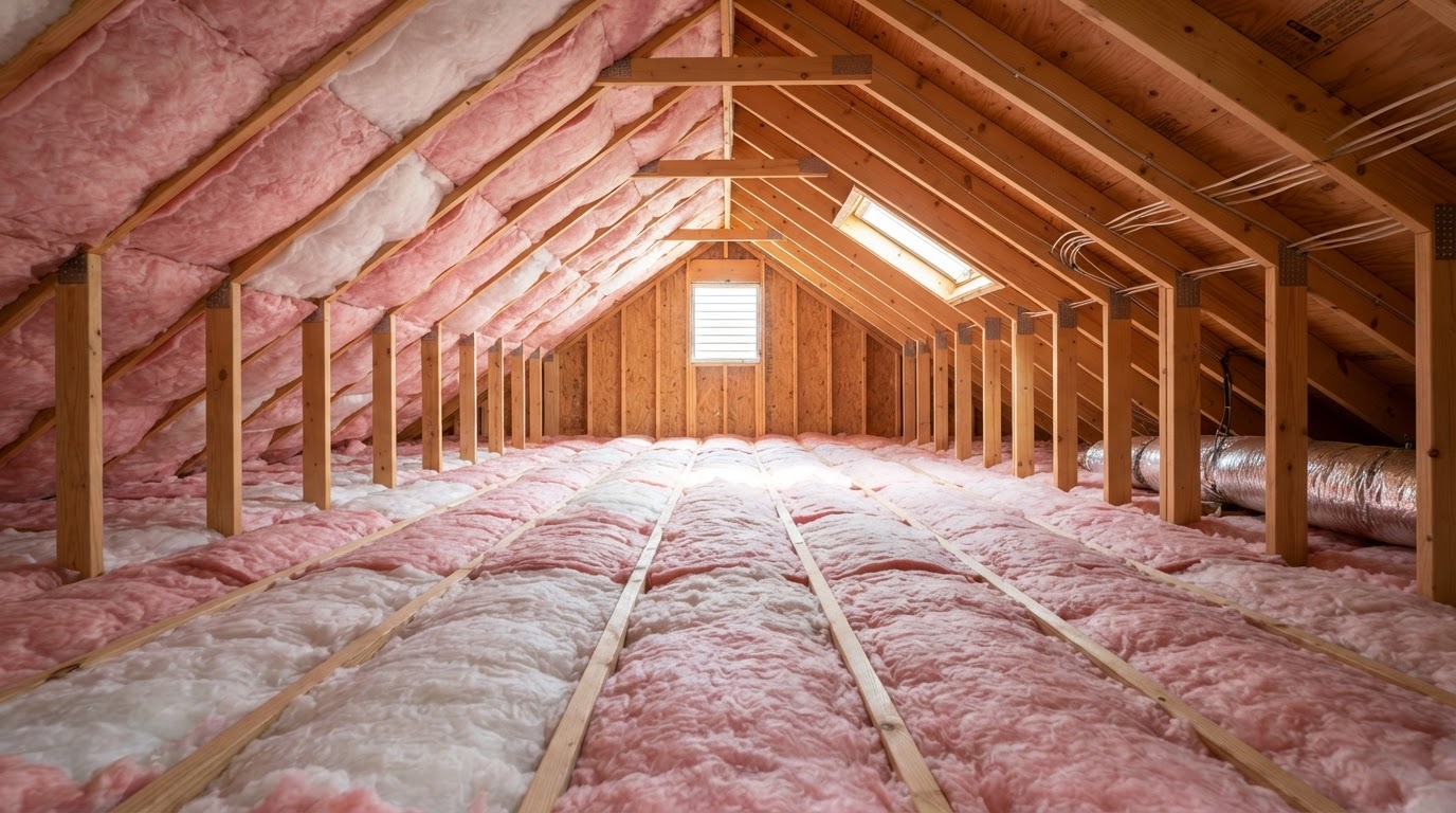Clean, freshly insulated attic after professional cleanup