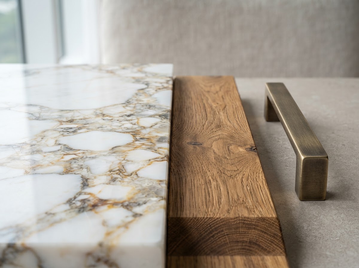 Macro detail of luxury kitchen materials