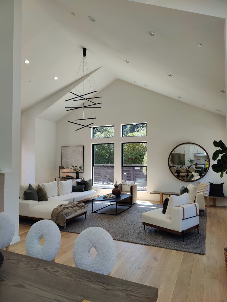 Cathedral Great Room & Structural Wall Removal — Rhema Designs, Costa Mesa, CA