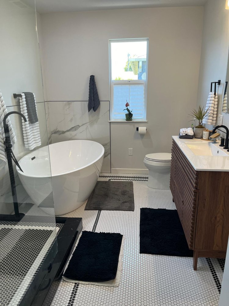 Minimalist Master Spa Bath & Wet Room — Rhema Designs, Santa Monica, CA
