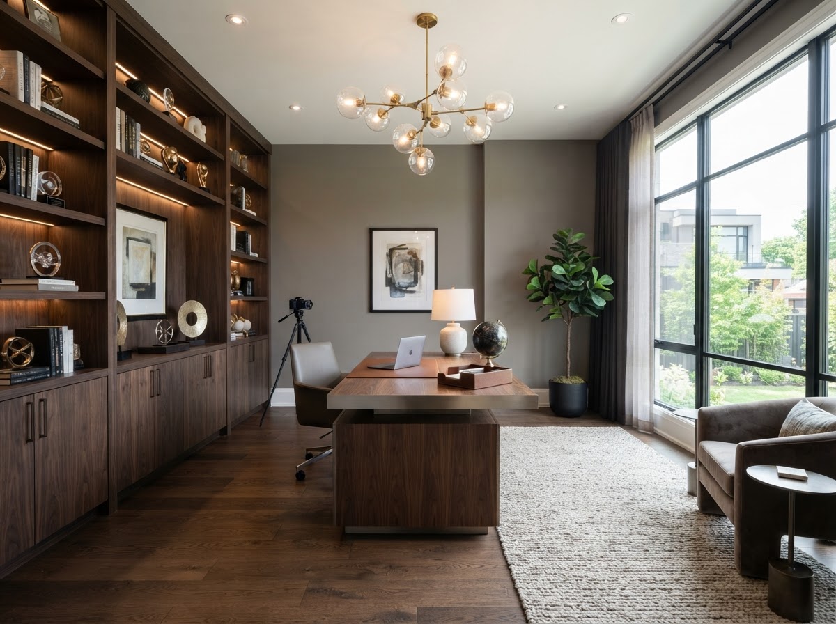 Ideal — Executive Built-In Shelving, Hardwoods & Modern Staging