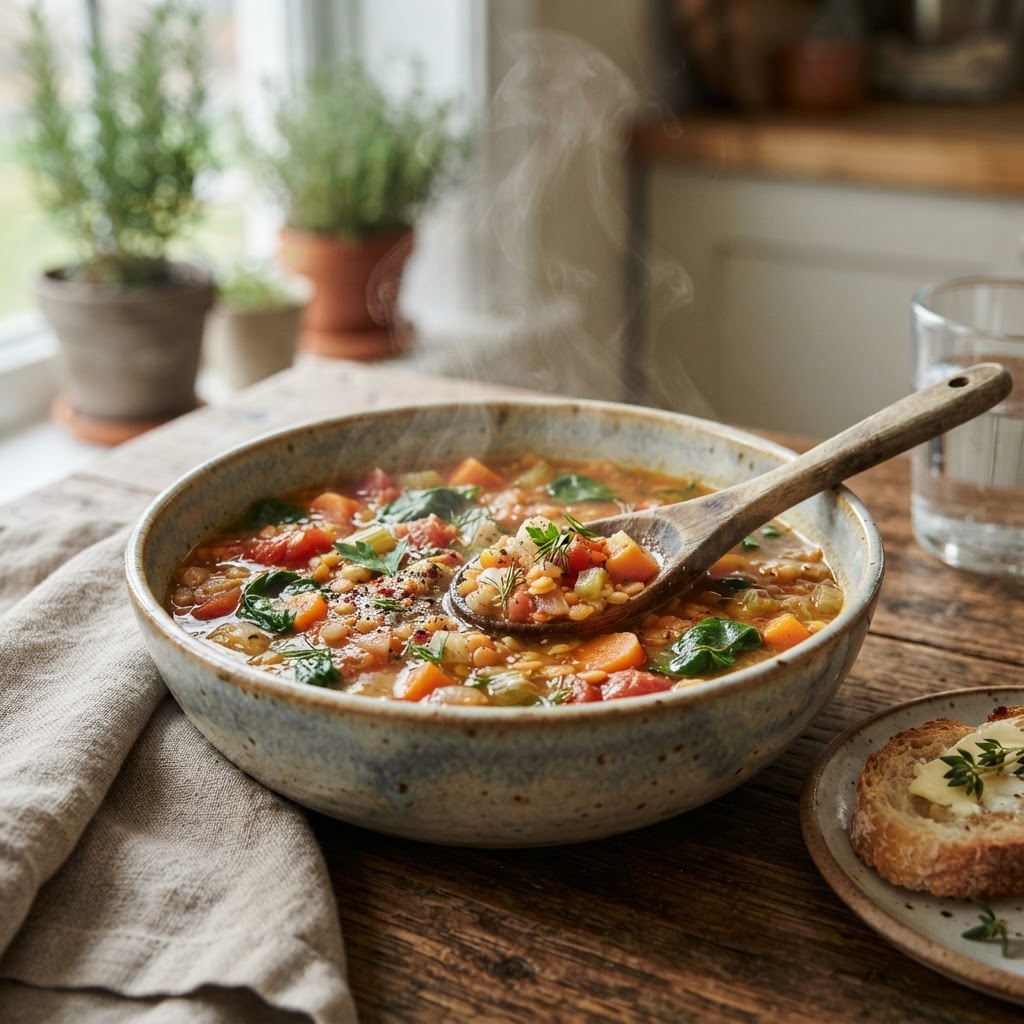 Hearty Red Lentil & Vegetable Soup
