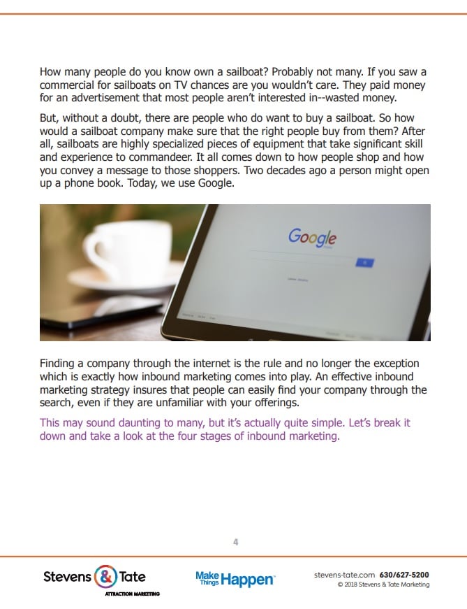 Inbound marketing excerpt section