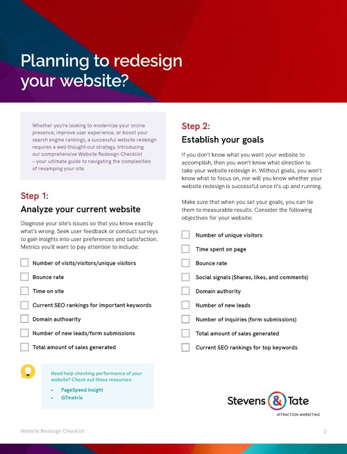 Website Redesign Checklist Preview Page 2