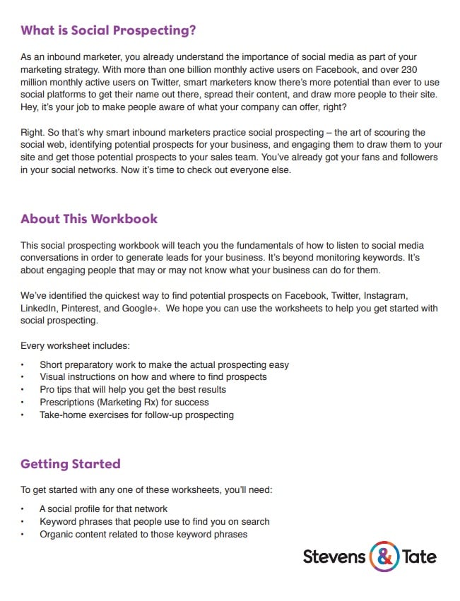 Social Prospecting Workbook Excerpt