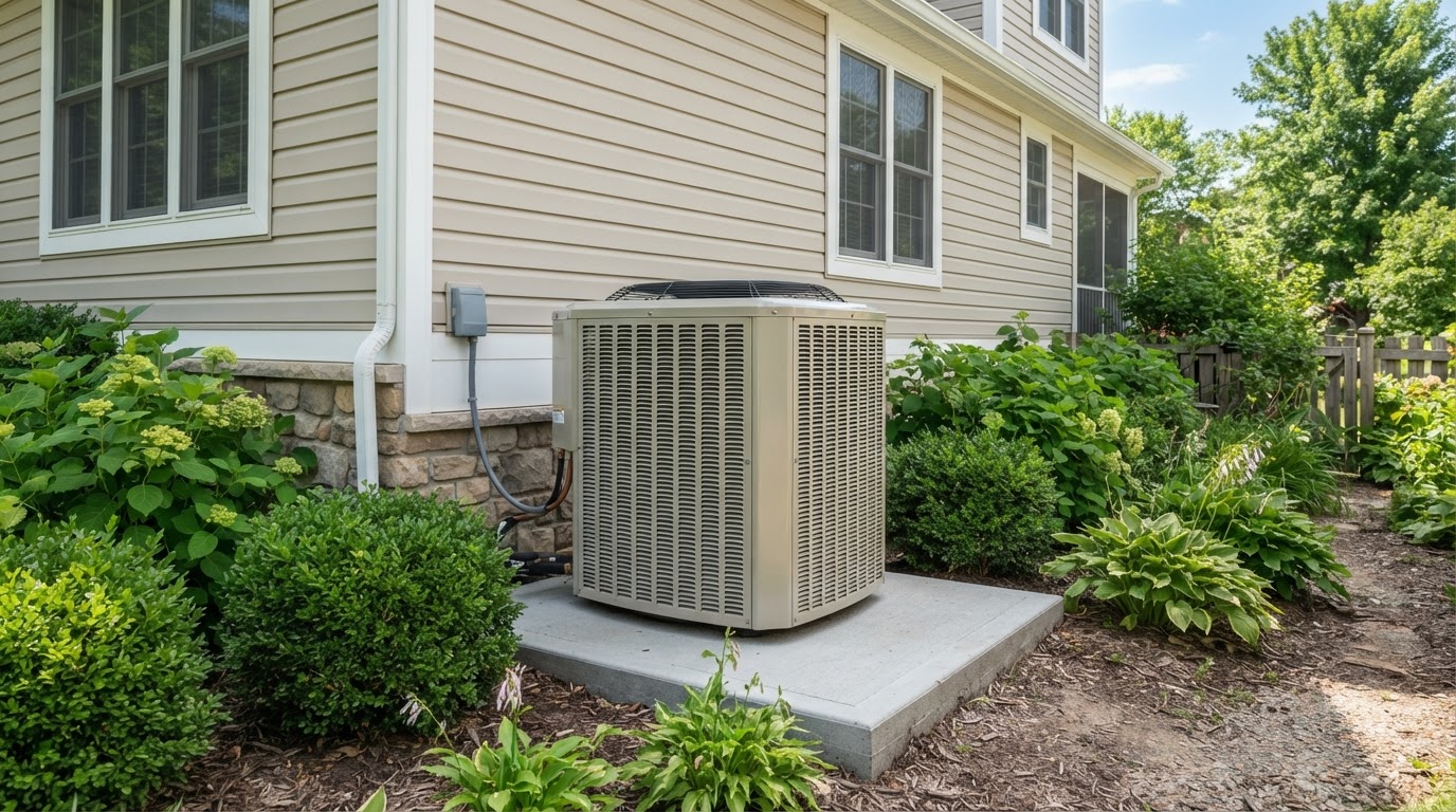 Outdoor central air conditioning condenser unit that may require coil cleaning