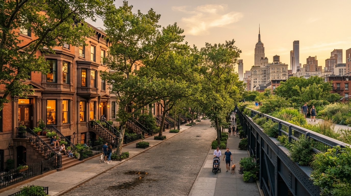 Chelsea Manhattan neighborhood at golden hour
