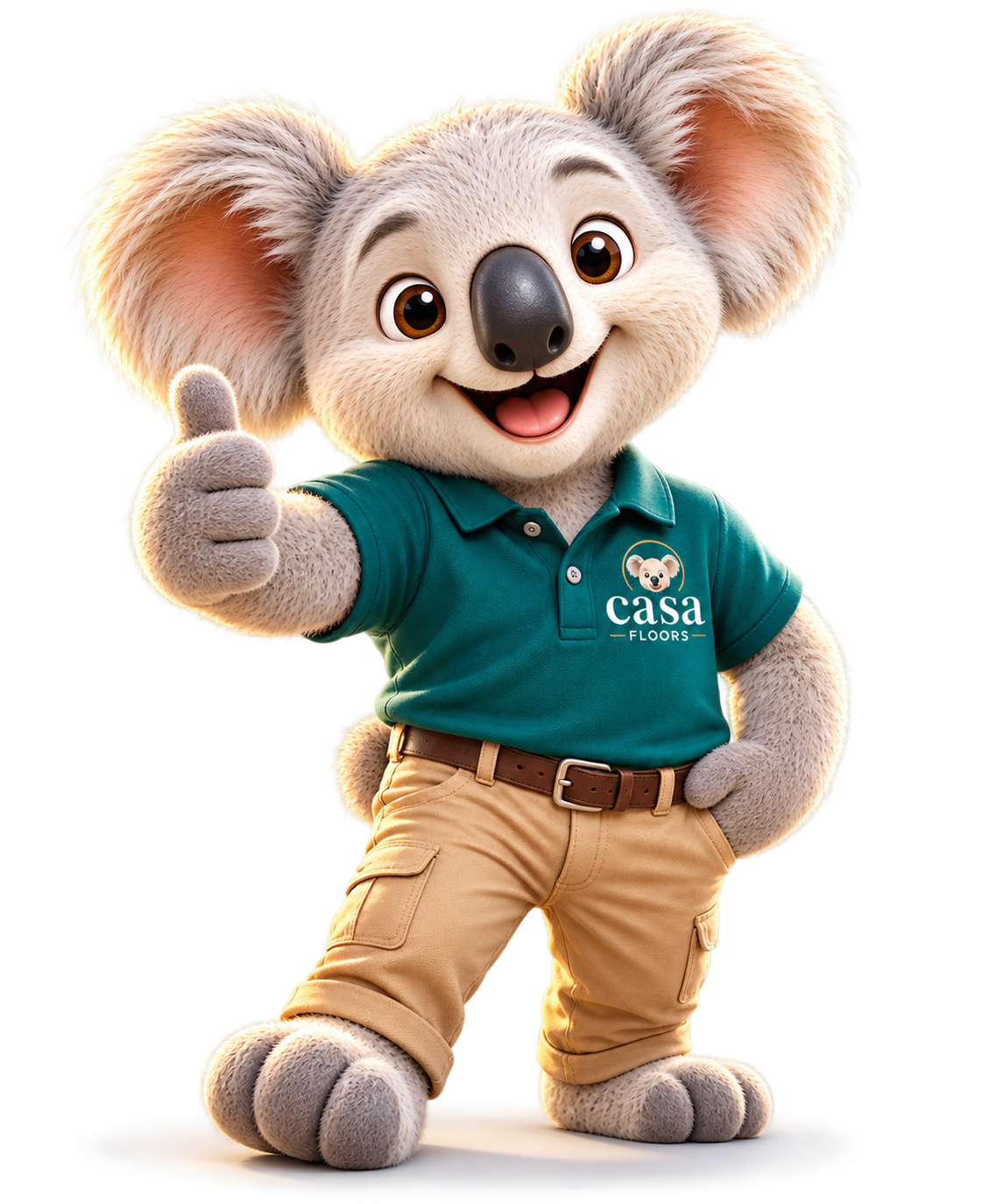 Koko the Casa Floors koala mascot waving hello