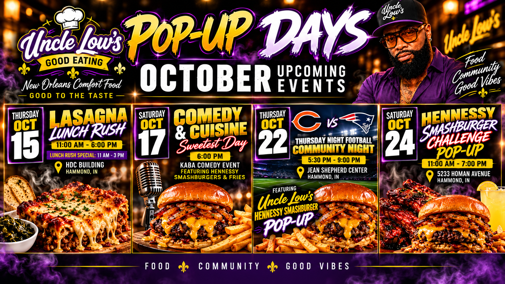 Uncle Low's Pop-Up Days October Upcoming Events flyer