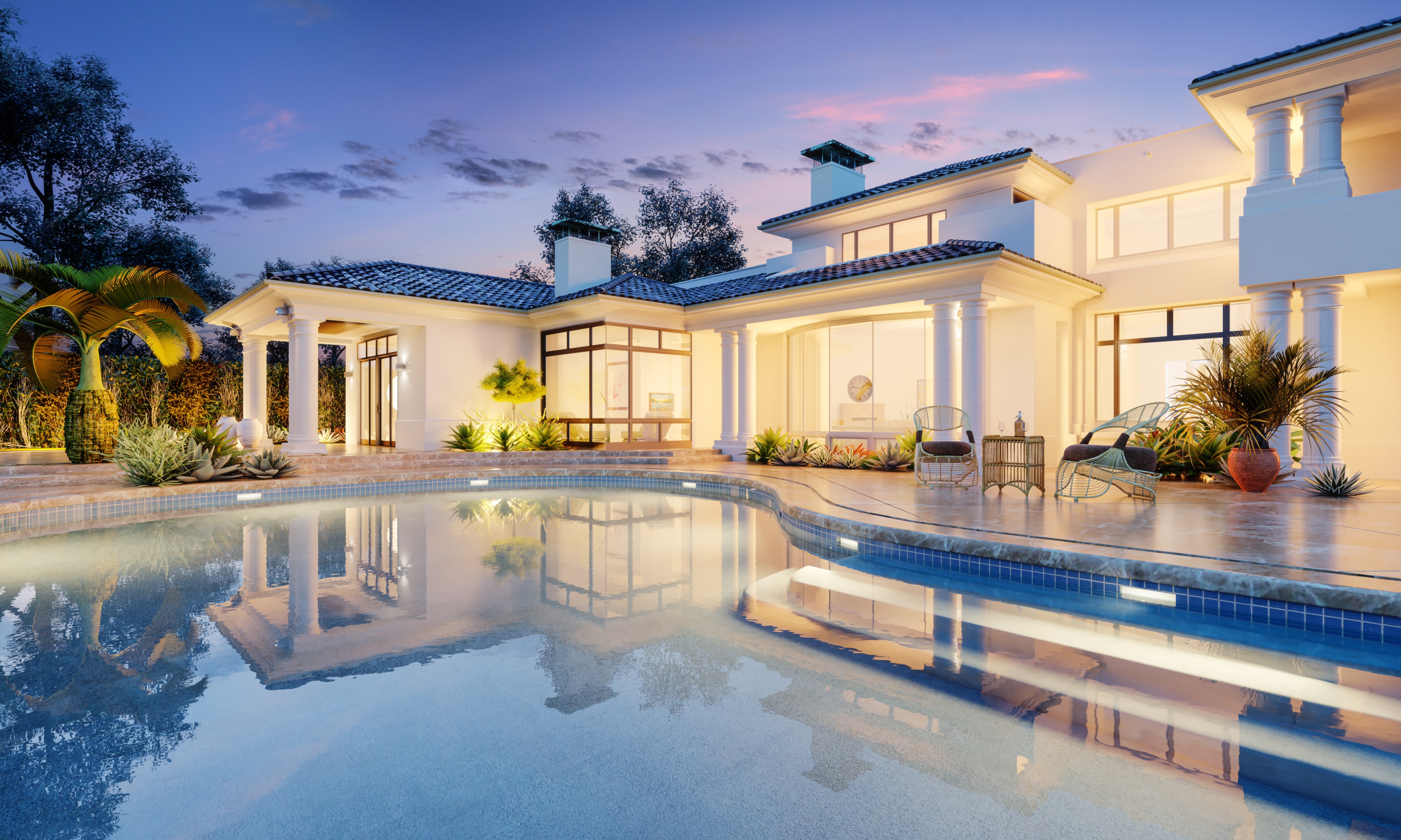Beautiful modern home exterior in the Los Angeles area