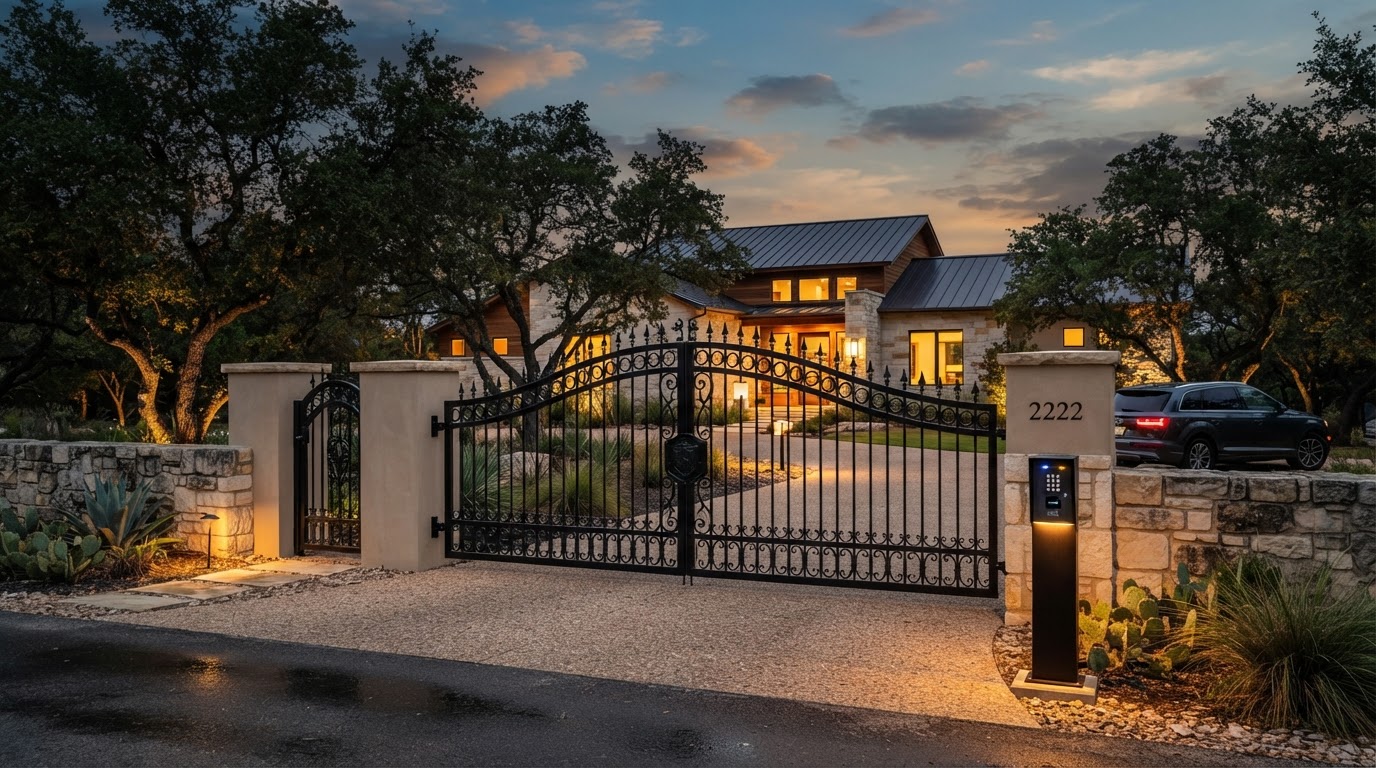 Custom metal access gate fabricated for a property in Tiny Township