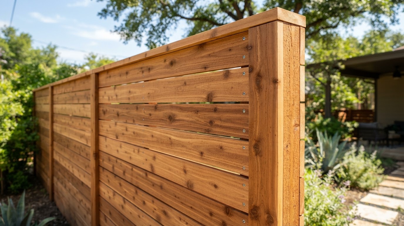 Custom lumber privacy fence built by Freelance Fencing in Midland