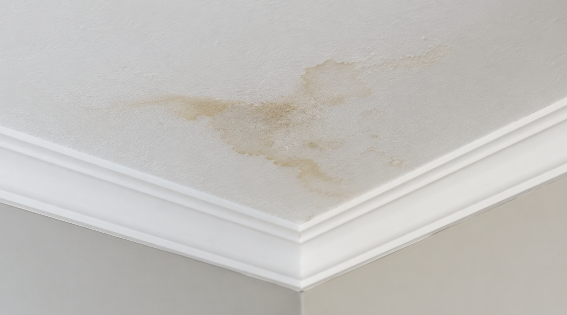 Ceiling water stain from a roof leak
