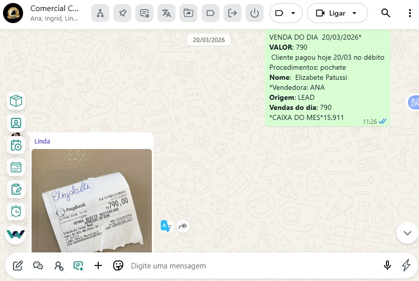 Comprovante de venda gerada pelo anúncio