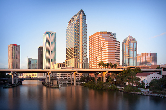 Downtown Tampa Skyline and Riverwalk along the Hillsborough River