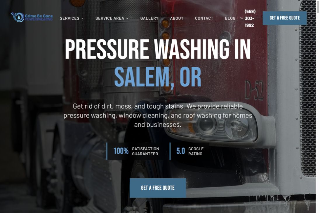 Grime Be Gone website screenshot