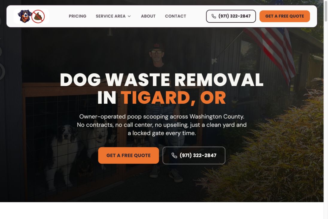 Mr. Pooper Scoops website screenshot