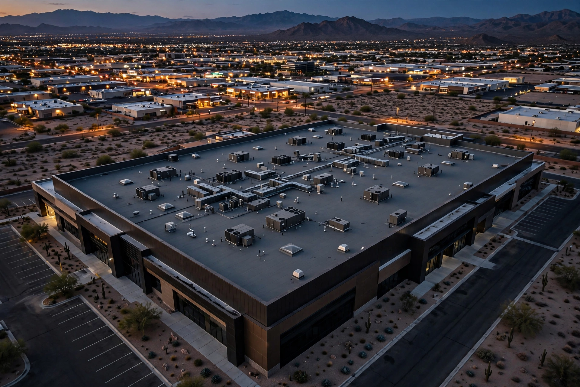 Low-slope commercial roof system on an El Paso commercial building