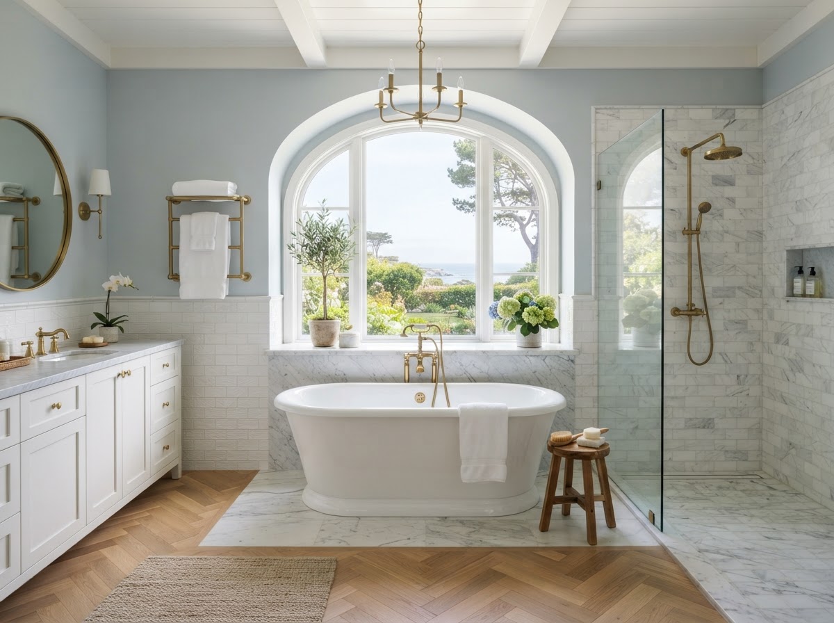 Freestanding Tub & Marble Surround