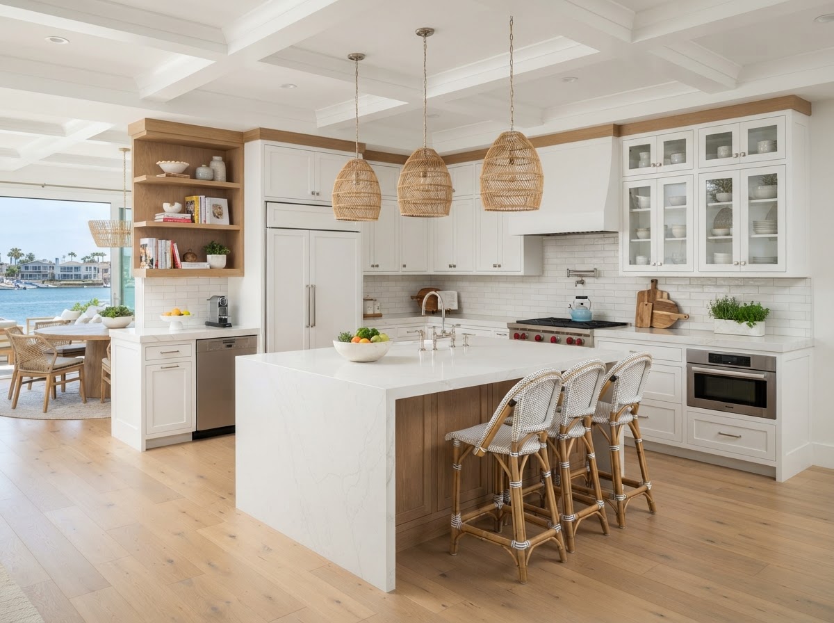 Designer White Quartz Kitchen