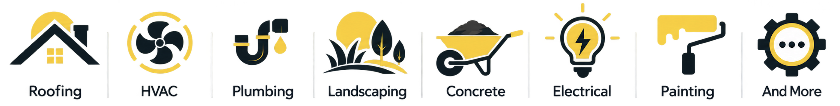 Roofing, HVAC, Plumbing, Landscaping, Concrete, Electrical, Painting, and More