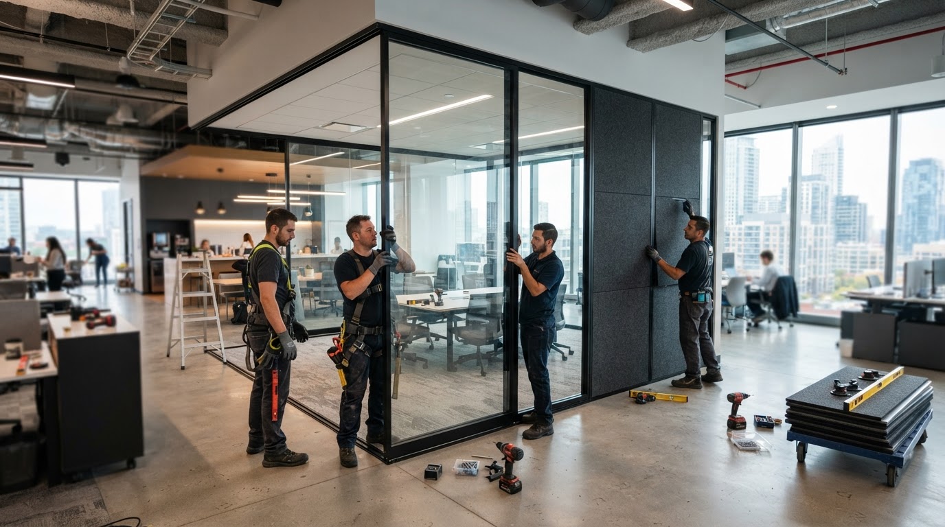 Acoustic Fabric & Demountable Glass Wall Systems: Moving and Reconfiguring