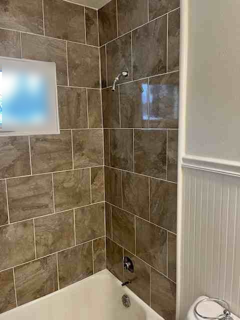 Tile tub surround installed by American Flooring LLC in the Sun Prairie, WI area