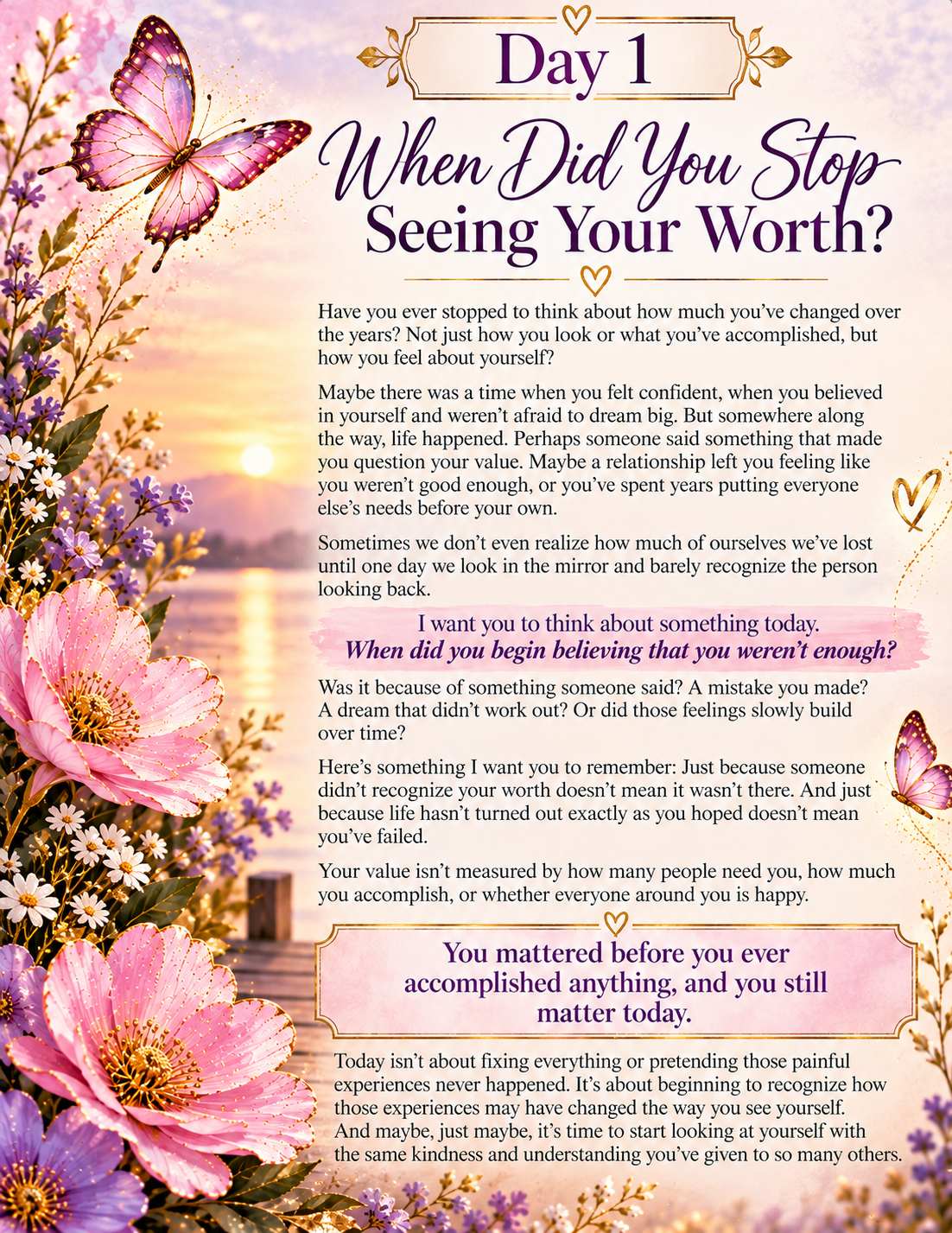 Day 1: When Did You Stop Seeing Your Worth?