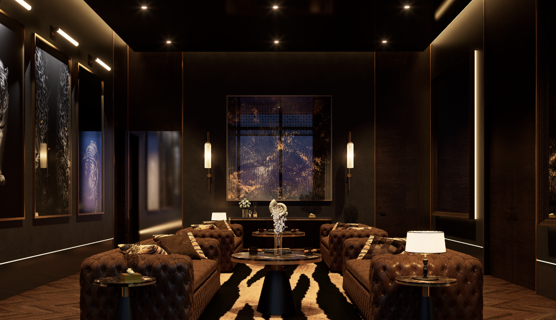 Exkluzív privát VIP szalon és Chesterfield bőrkanapés lounge