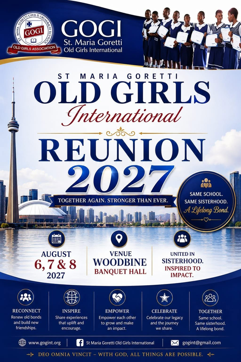 GOGI St. Maria Goretti Old Girls International Reunion 2027 Official Flyer β Toronto Woodbine Banquet Hall