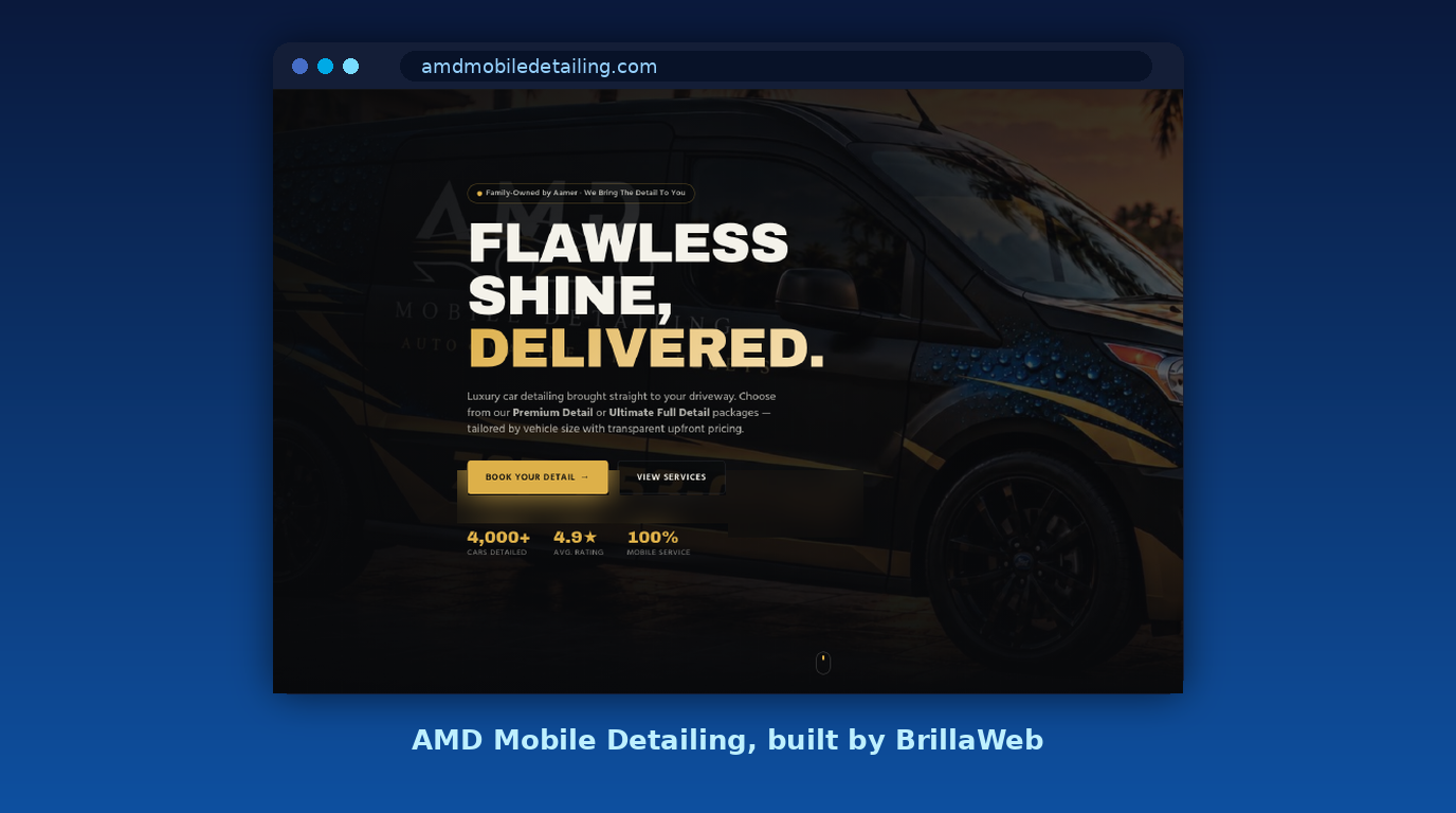 AMD Mobile Detailing website, built by BrillaWeb
