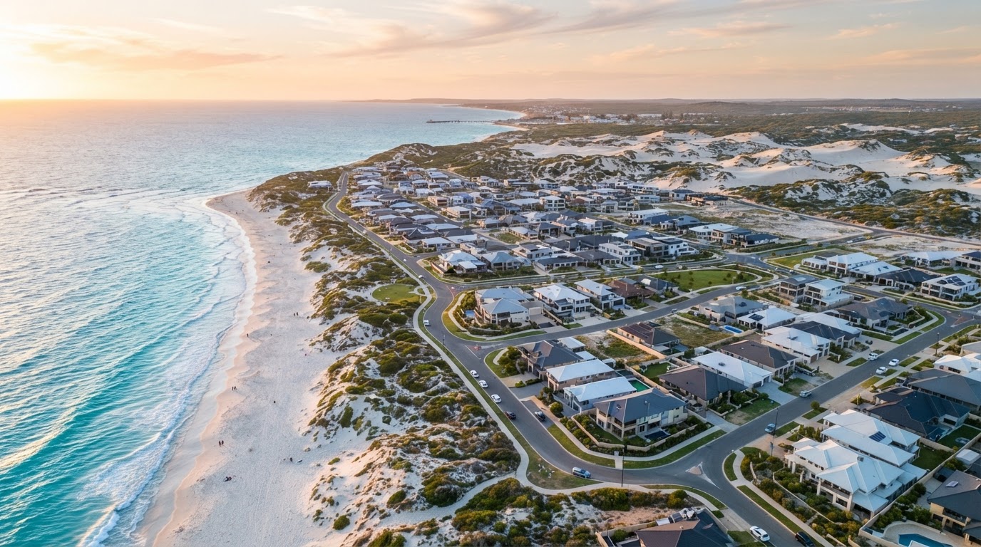 Aerial flyover of the Lancelin South coastal land estate