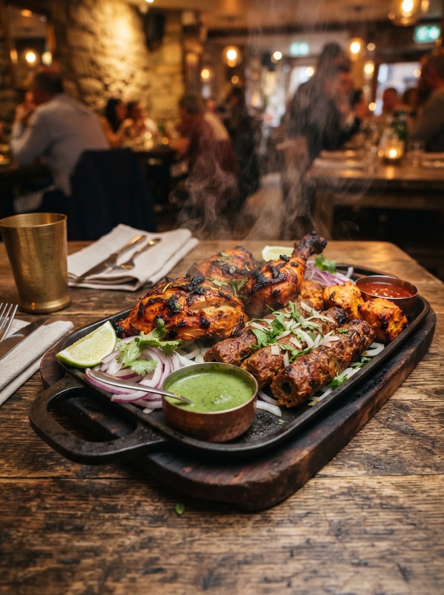 Platos tandoori con marcas del horno de barro