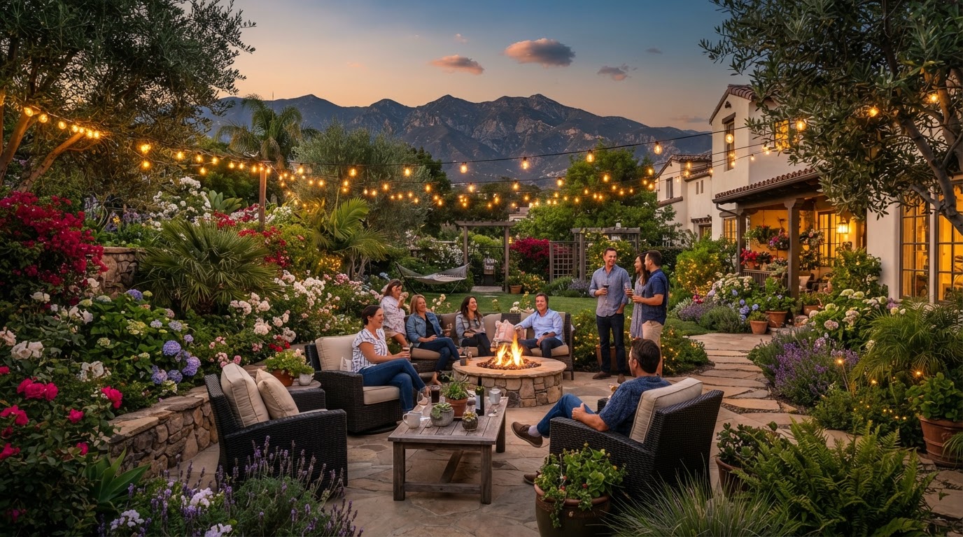Outdoor garden patio in Yucaipa CA