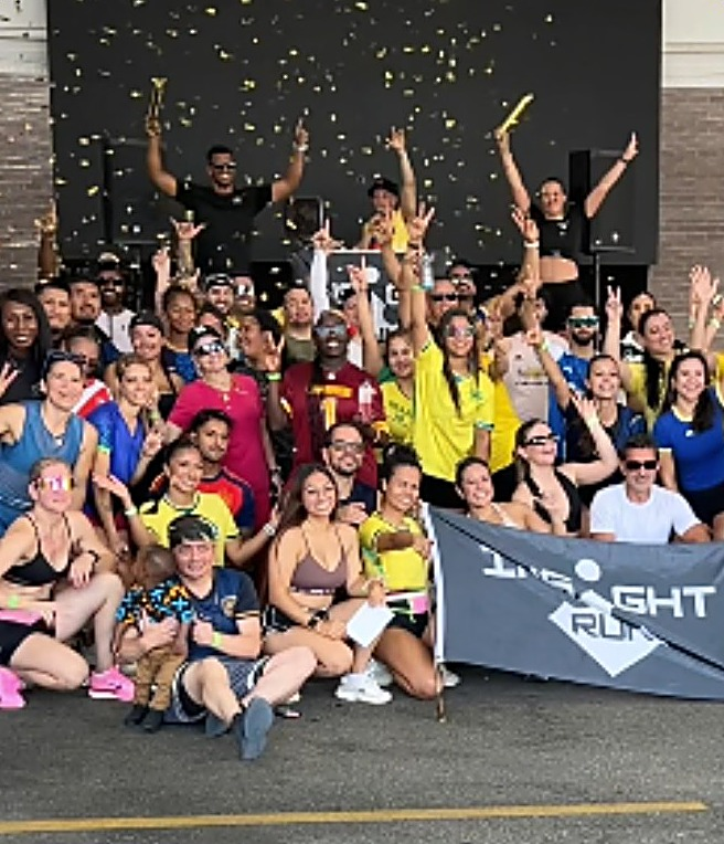 Run & Rave crowd celebrating after the run with DJ Choof