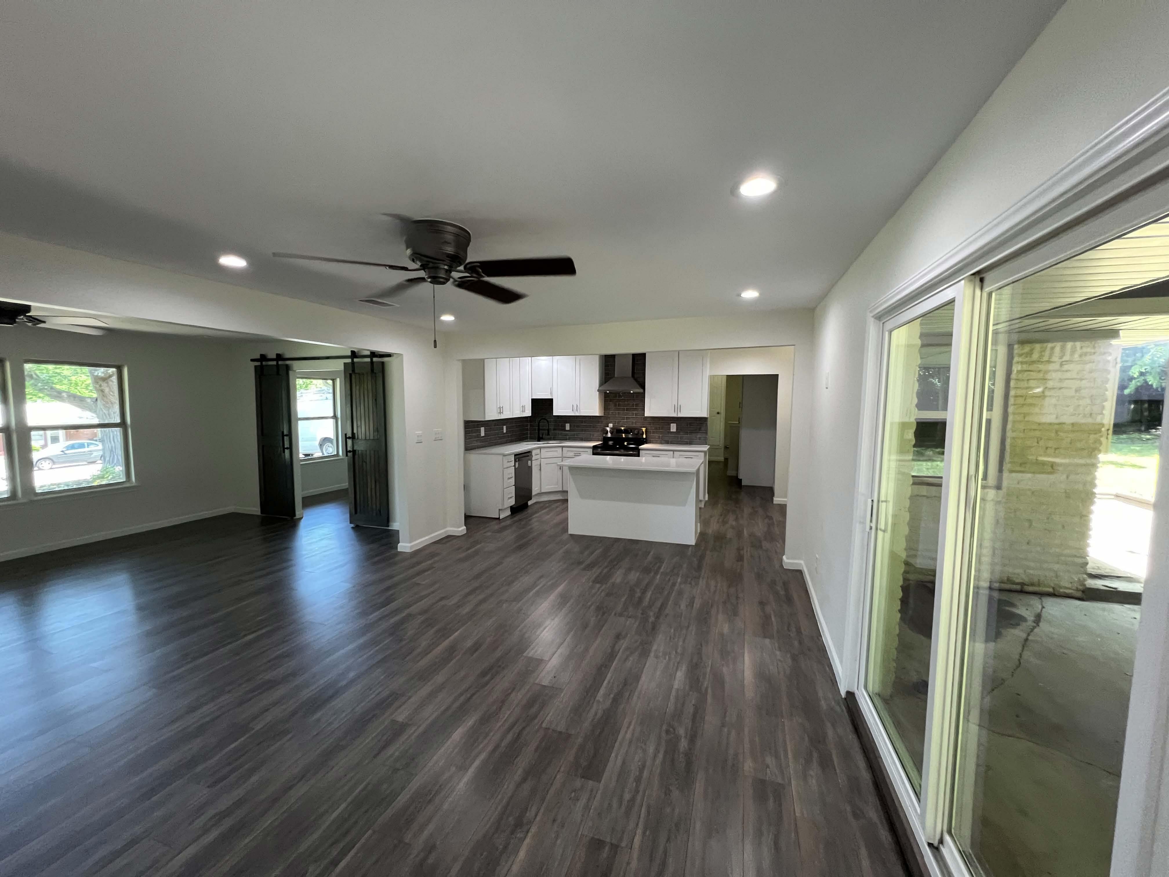 Completed South Hickory open-concept living space